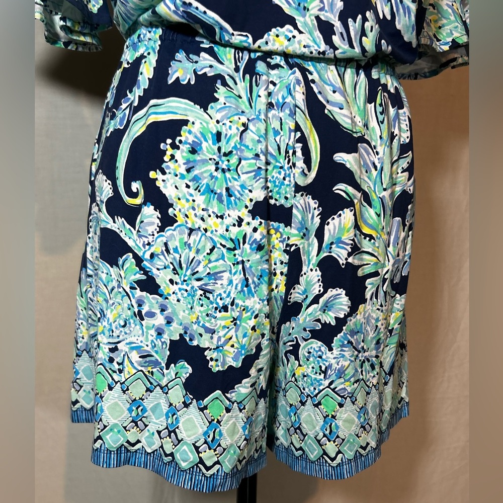 Lilly Pulitzer Lula Romper High Tide Navy Scuba Doo Engineered Romper Size SMALL - Picture 6 of 15